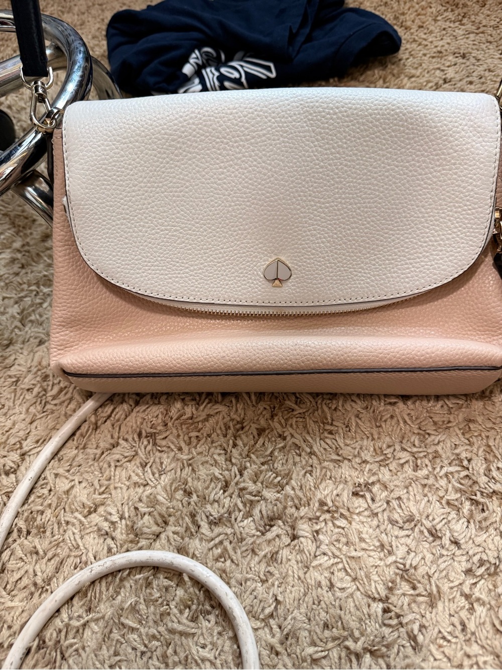 kate spade Two-Tone Pebbled Leather Crossbody in White & Blush
